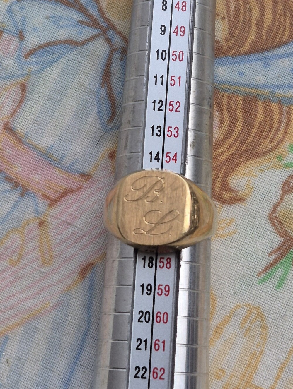 🌙​Vintage 18K Solid Gold Monogrammed Signet Ring 750 Italian Hallmark 6g Estate - Picture 3 of 11